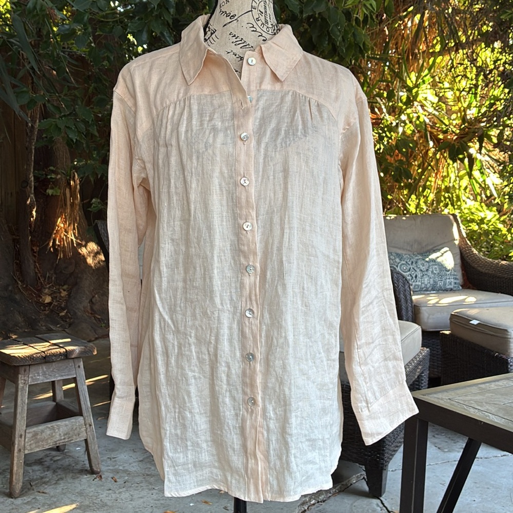 NWT Spell Sunday💯Linen Blouse in Almond size small - Picture 4 of 9